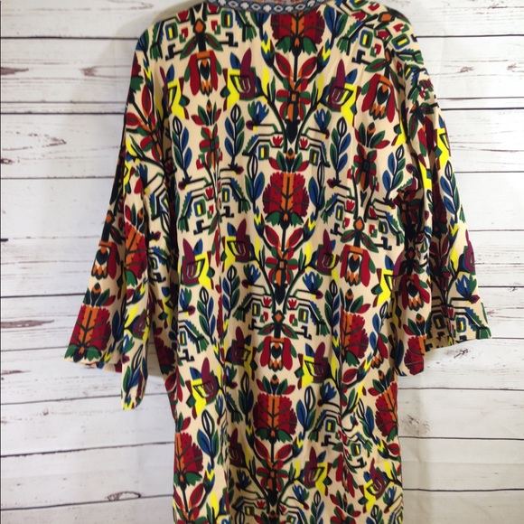 Multi Color Tribal Print Open Over Coat - Picture 5 of 6